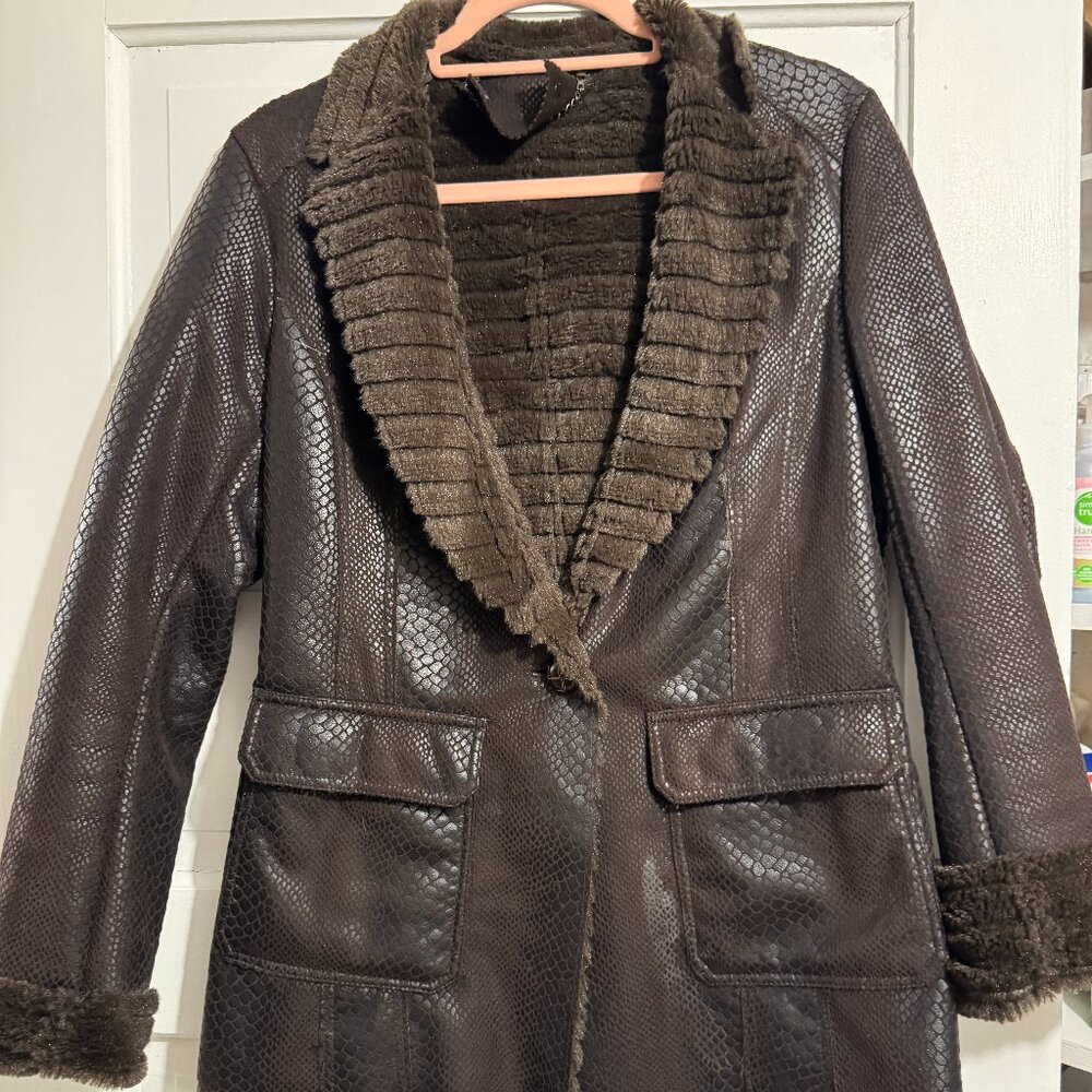 Faux fur coat XS Brown